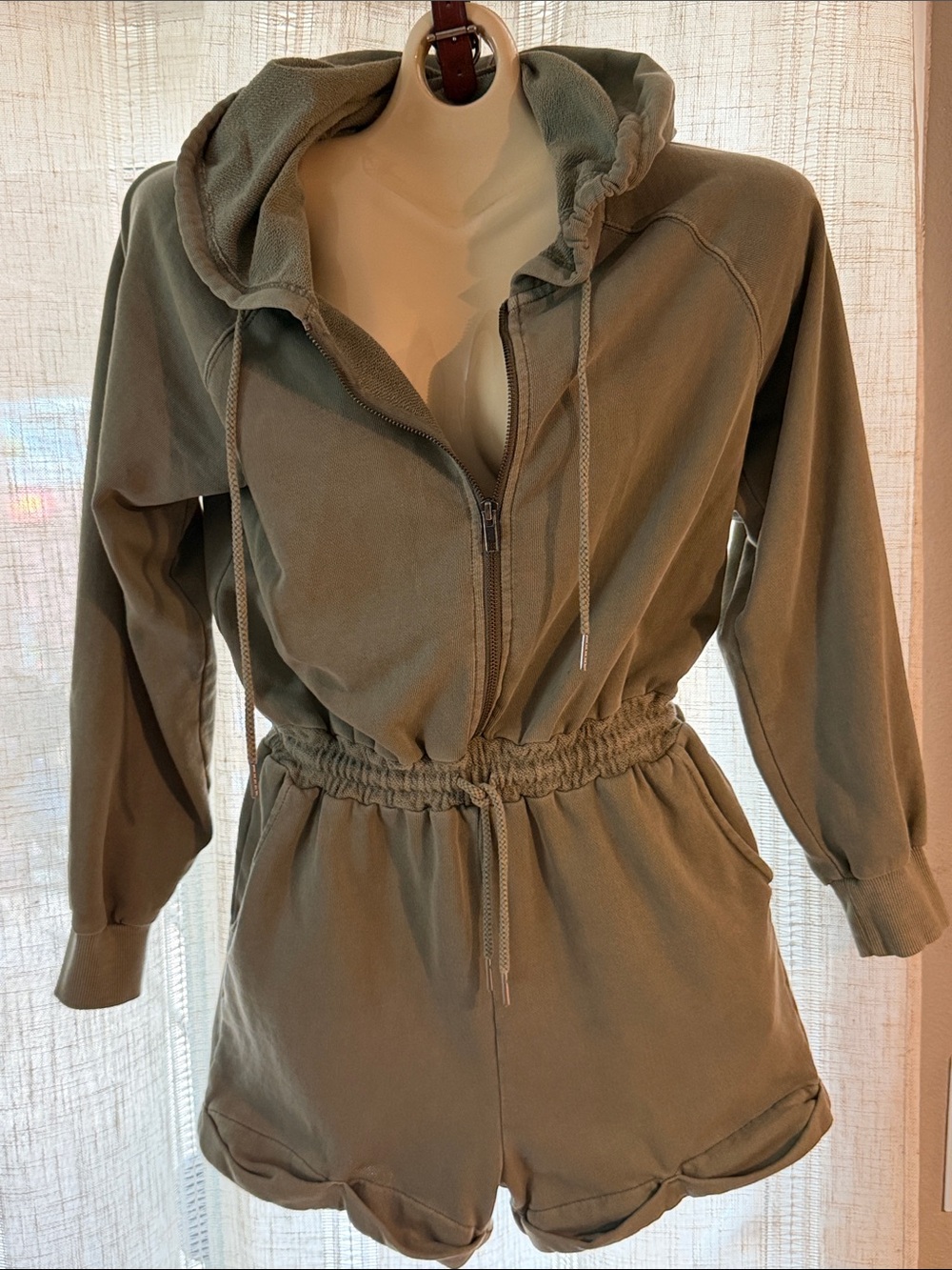 l*space Olive-Tone Hooded Zip Romper